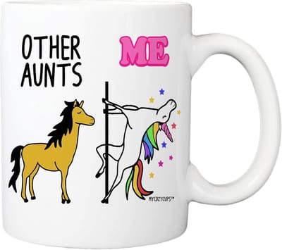 Unicorn Koffiemok - Cadeau Mok - Thee Drinken - Dubbelzijdig Bedrukt - 312 ml - Wit