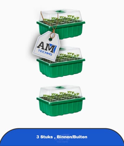 3 Stuks Zaad Starter Bakken met Koepel en Basis - 12 Gaten X 10 Stuks, Verstelbare Vochtigheid, Lichtgewicht Plastic Planten Kweekset voor Kas en Tuin, Binnen/Buiten Gebruik, Geen Elektriciteit Vereist, Klassiek Ontwerp, Tuinieren Planten