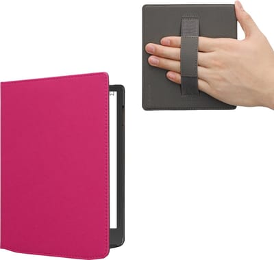 kwmobile flip cover geschikt voor Pocketbook InkPad 4 / Color 3 / Color 2 / Vivlio InkPad 4 / InkPad Color 3 - Case met magnetische sluiting en handvat - Hoes voor e-reader in neon roze - design