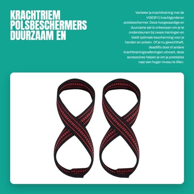 Dailygoods- Krachtriem Duurzaam - Polsbeschermers - Krachttraining - Figuur 8 Riemen - Bescherming - Hoogwaardig Nylon - Gewichthefriem