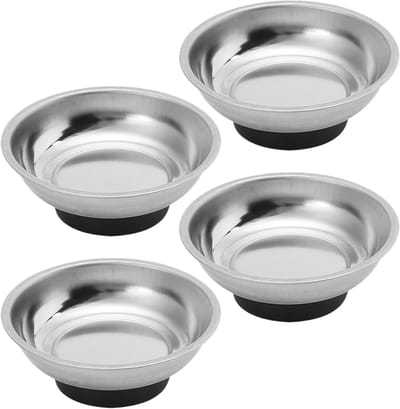 Set van 4 Magnetische Schalen - Magnetische Werkbank Accessoires voor Gereedschap, Schroeven en Spijkers - Ø 8 cm, Sterke Magneten voor Efficiënt Organiseren