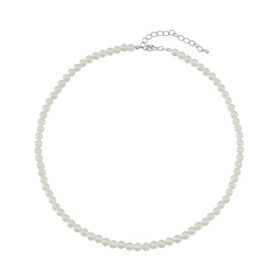Unisex Imitatie parelketting – Stainless Steel Zilverkleurig | Diverse Lengtes & Maten - The Jewellery Salon - 6mm - 40+5 -