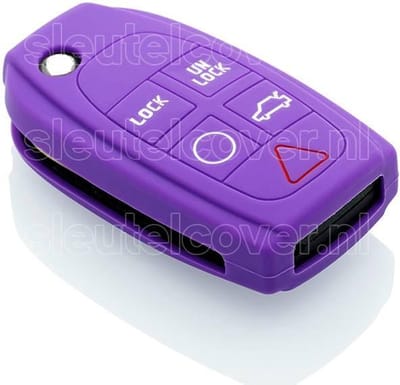 Autosleutel Hoesje geschikt voor Volvo - SleutelCover - Silicone Autosleutel Cover - Sleutelhoesje Paars
