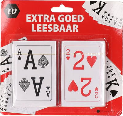 Speelkaarten goed leesbaar met extra grote cijfers en letters - 2 sets standaard maat - Bridge kaarten - klaverjassen
