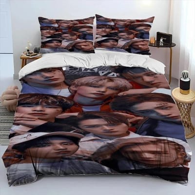 3D Stray Kids Kpop Zanger Ster Beddengoed Set Dekbedovertrek Bed Set Dekbedovertrek Kussensloop King Queen Twin Maat Jongens Meisjes Volwassenen EU King(240*220cm)3pcs