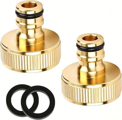 2 stuks messing snelkoppelingen 1 inch binnendraad waterkraan-slangaansluiting-adapter kraanaansluiting compatibel met Gardena steeksysteem Bruikbaar voor tuin, huishouden, landbouw