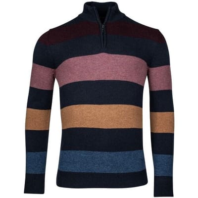 Baileys Trui Lambswool Half Zip Yarn Dyed Stripes Aubergine / male