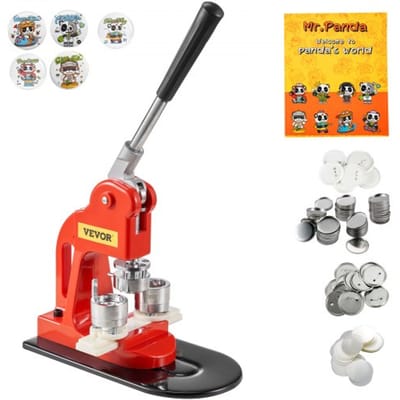 VEVOR Button Maker Machine, 25 mm (1 inch) Badge Punch Press Kit, DIY Cadeaus voor Kinderen, Button Making Supplies met 500 stuks Button Onderdelen & Cirkelsnijder & Spell Book