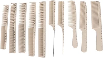 Set van 10 Professionele Antistatische Kapperskammen met Meetverdeling voor Stylen en Knippen