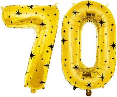 BTH - Helium Ballon - 70 - Goud-Zwart - Ballonnen - Cijfer Ballonnen - Verjaardag - Decoratie - Versiering - Folieballon