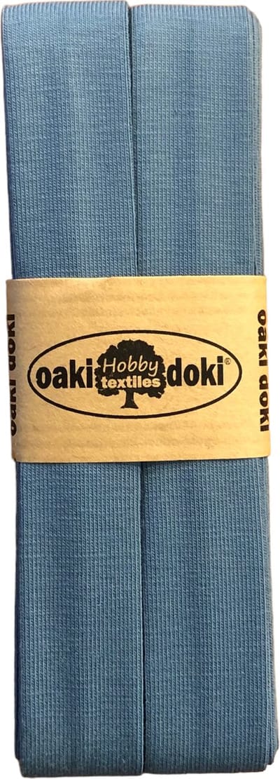 Oaki Doki Jersey Tricot Biaisband 20mm – 3 Meter – Jeansblauw 004 – Elastisch Afwerkingslint voor Stretchstoffen