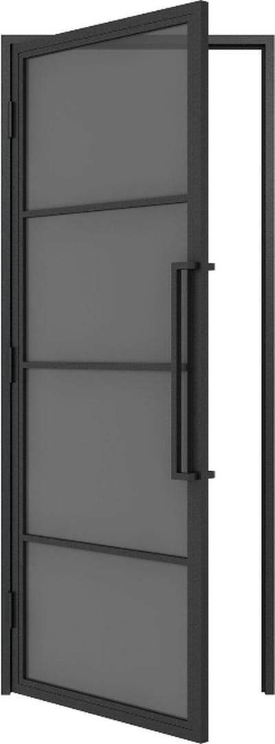 Stalen Deur - met Kozijn - 4 Vlaks - Rook Glas - Linksdraaiend