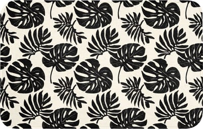 WC mat 80x50 cm - Antislip - Modern - Monstera - Zwart - Toiletmat - Vloermat - Douchemat - Toilet tapijt - Toiletmatten