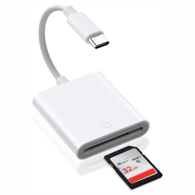YOR® Sd Kaart Lezer - SD-kaart - SD-kaartlezer USB-C - Wit - 16cm x 9cm x 2cm