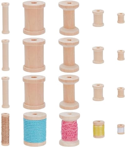20 stuks houten spoelen voor knutselen, 1.6~5cm onbewerkte draadspoelen, ideaal voor borduren en naaien met naaimachines
