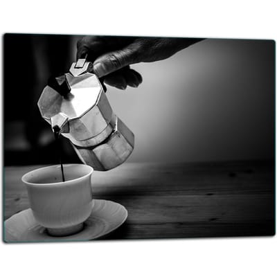 TMK ArtDeko Serie - Glazen Snijplank - 52x40 cm - Koffiemotief - Antisplip