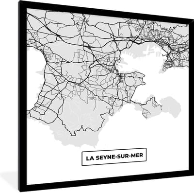 Fotolijst incl. Poster - Kaart - Stadskaart - La-Seyne-sur-Mer - Plattegrond - Frankrijk - 40x40 cm - Posterlijst