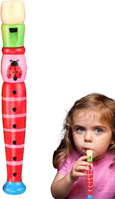 Houten Kinderfluit - Muziek Speelgoed - Muziek Leren - 6-gaats Instrument - Ca 20 cm