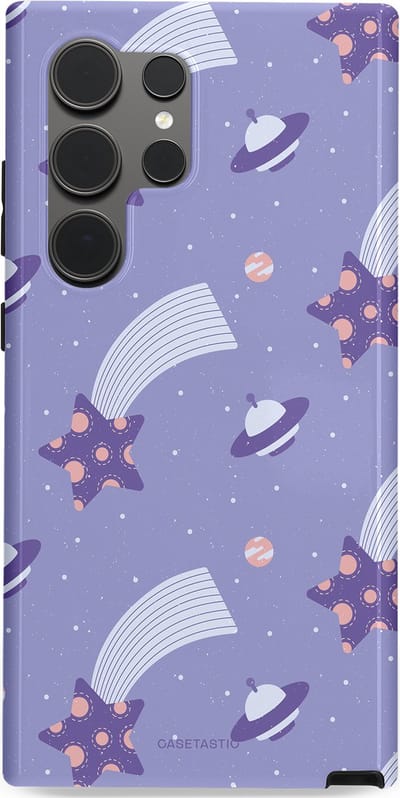 Casetastic Hoesje Geschikt voor Samsung S24 Ultra - Stijlvolle Beschermende Duo-layer Case - Sterrenhemel Lila