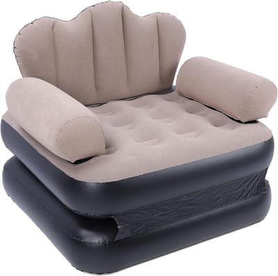 Opblaasbare Bank - Luchtbed Matras - Ontspanning Thuis - Verdikt Gevlokt PVC - 178 x 64 cm - Koffie