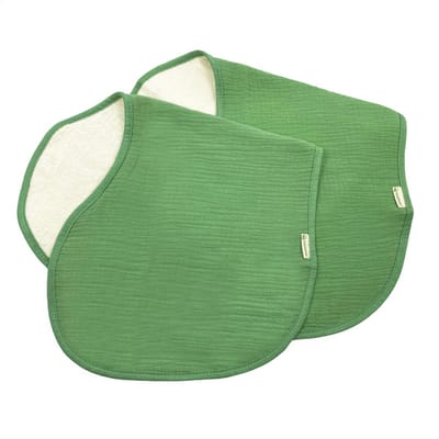 Smikkels - Schouderdoek Baby Spuugdoek - Set van 2 - bio katoen + badstof - Groen