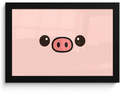 Poster in lijst - Fotolijst 30x20 cm - Posters - Varken - Roze - Minimalistisch - Posterlijst zwart - Decoratie - Wanddecoratie woonkamer - Muurdecoratie slaapkamer