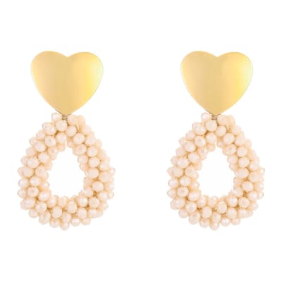 Michelle Bijou Oorbellen Kralen Party Hart goud beige
