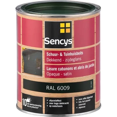 Sencys Tuinhoutbeits Tuinhuis En Schutting Dekkend Zijdeglans Ral6009 0,75l