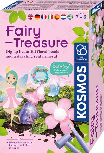 KOSMOS Dig Out Fairy Treasure - Opgravingsset - Graaf Een Feeënschat Op - Maak Je Eigen Feeënarmband - Inclusief Amethist, Bloemenkralen en Haaraccessoire - STEM Speelgoed - Vanaf 7 Jaar