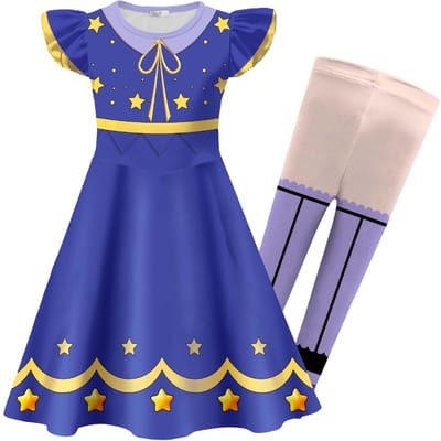 Costume Lily Lovebraids pour Fille Dessin Animé Imprimé Robe Halloween Temps de Jeu Tenue Lily Carnaval Fête d'Anniversaire Vestidos 4T(110) gray