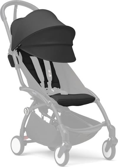 Stokke YOYO 6+ Color Pack, Zwart - Textiel: zitkussen, uitschuifbare luifel en achterzak met ritssluiting - Voor het YOYO-frame (los verkrijgbaar)