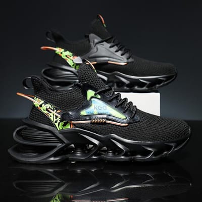 Nieuwe Heren Sneakers Ademende Blade Hardloopschoenen Heren Demping Trainingsschoenen Lichtgewicht Grote Maat Casual Schoenen Herenschoenen 43 black