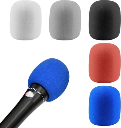 Universele grote microfoonvoorruit, verdikte schuimmicrofoonafdekking voor karaoke, podiumoptredens en feesten, herbruikbaar en handwasbaar in 5 kleuren