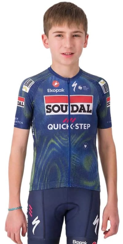 Castelli Aero Soudal Quick-step 2026 Korte Mouw Wielertrui Blauw 10 Years Kinderen