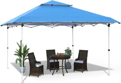 Paviljoen – Luifel - Koepeltenten - Voortent - Zonnewering - Pop-up - 3.6 x 3.6 m - Stahoogte 3 m - Voortent, Tuintent, Zonnescherm, Partytent, Windscherm, UV-bescherming 50+ – Outdoor, Camping, Tuin – Kamperen – Blauw