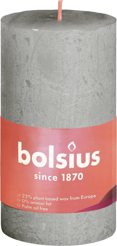 Bolsius Stompkaars Foggy Green Ø50 mm - Hoogte 10 cm - Lichtgrijs/Groen - 30 branduren
