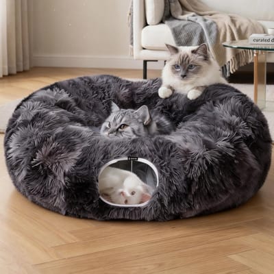 BOTC Kattentunnel met Kattenmand - Speeltunnel Voor Dieren - Tunnel Kat - Kattenhuis - Speeltunnel kat - Grijs