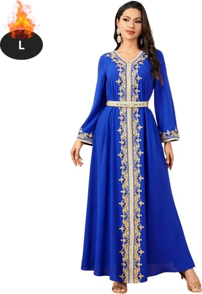 Bovista Islamitische Kleding - Djellaba Dames - Moslim Kleding - Arabisch Dames Kaftan - Alhamdulillah - Blauw L