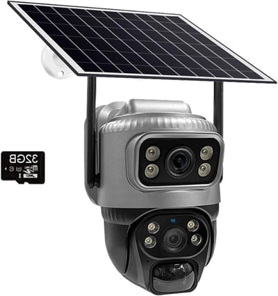 Beveiligingscamera Dual Lens - 4G IP Camera - Huis Beveiligen - Zonne-energie Aangedreven - 8MP 4K - Wit
