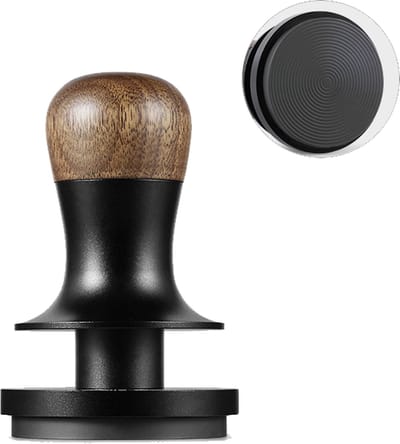 MHW-3BOMBER Flash tamper - constante druk - geluidsfeedback - walnoothout en rvs - 58.35mm - titanium coating - geribbelde basis