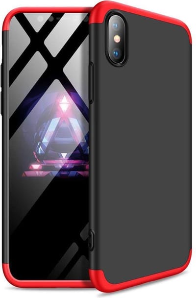 Peachy 360 bescherming Case Cover geschikt voor iPhone XR hoesje - zwart en rood