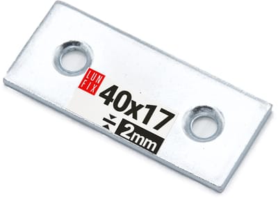 LUN FIX - Meubel vlakverbinder - 40x17x2mm - verzinkt zilver - gatplaat