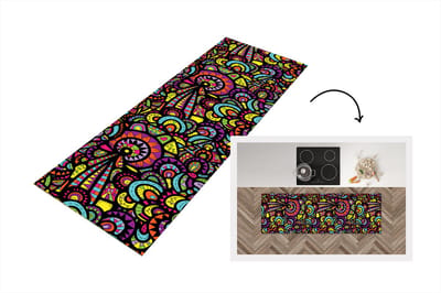 Keukenloper - Loper keuken - Design - Mandala - Regenboog - 150x50 cm - Keukenloper vinyl