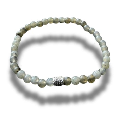 Armband - natuursteen - labradoriet - 4 mm - 18 cm - zilver kleurig element
