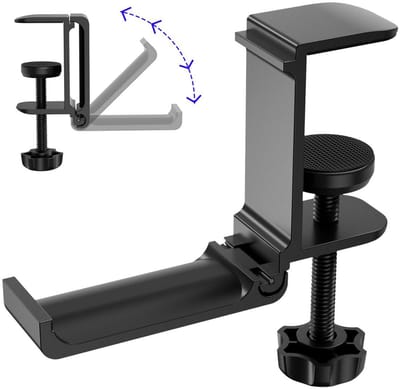 GELLDG Koptelefoon Standaard – Headset Hanger – Koptelefoon Houder voor onder Bureau – Verstelbare Headset Stand – Hoofdtelefoon Headset Houder Bureau – Universele Koptelefoon Haak - Geschikt om hoofdtelefoons aan op te hangen - Zwart