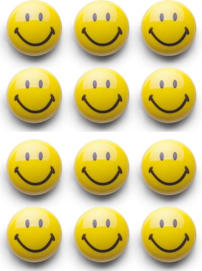 Zeller Magneten Smile / Emoticon - 12x - kunststof - 3 cm - koelkast / whiteboard