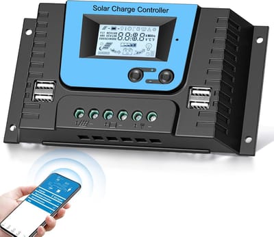 Zonne Laadregelaar - PWM Controller - Energie Beheer - Bluetooth Connectiviteit - 20A - Grijs