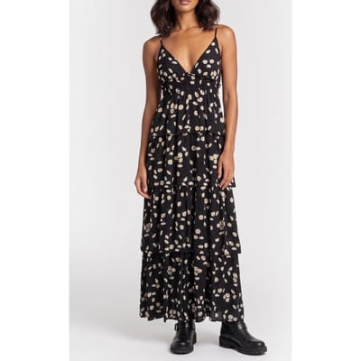 The Kooples Sleeveless Ruffled Long Dress Black White Maat: 36 | Maxi Jurken Outlet | Dames | Zwart