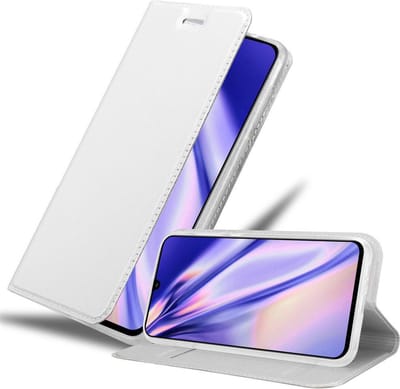 Cadorabo Hoesje geschikt voor Samsung Galaxy A90 5G in CLASSY ZILVER - Beschermhoes met magnetische sluiting, standfunctie en kaartvakje Book Case Cover Etui