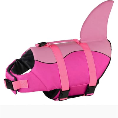 Reddingsvest Voor Honden Super Drijfvermogen Zeemeermin Haai Hondenzwemvest Voor Kleine Grote Honden Reflecterend Veilig Puppy Zwempak Met Handvat (red,M-8-15kg) rood